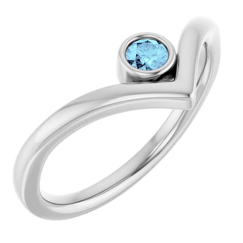 Bezel-Set Solitaire V Ring