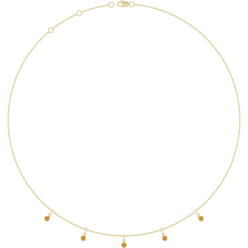 Three or Five-Stone Bezel-Set Station Necklace