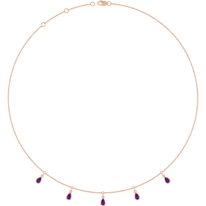 Three or Five-Stone Bezel-Set Station Necklace